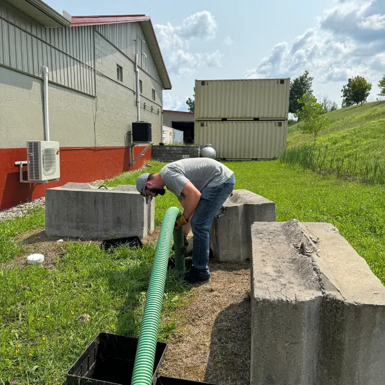 PumperJack Septic providing commercial rooter service to remove tree root intrusions and restore flow in underground pipes