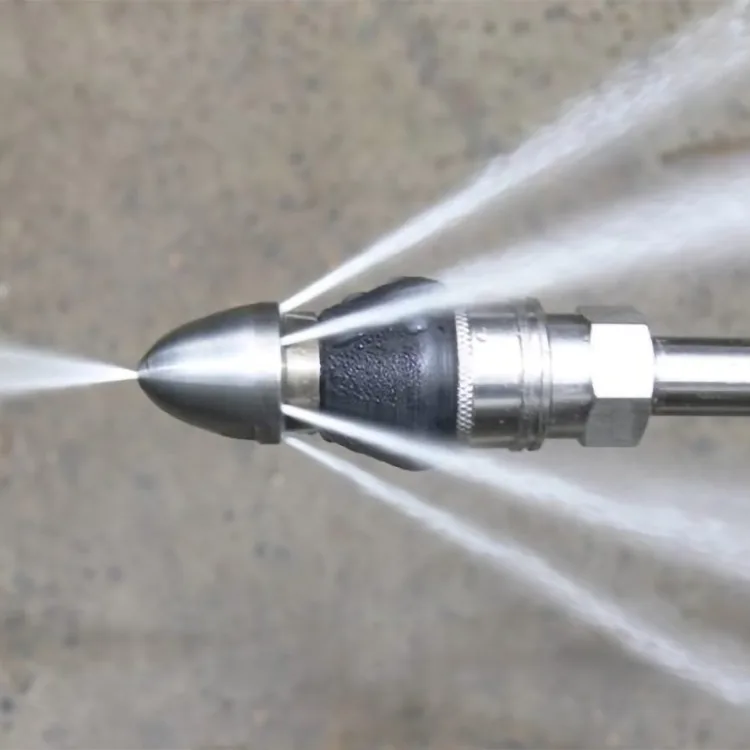 Residential Hydro Jetting High-pressure hydro jetting nozzle blasting water to clear a residential sewer line, used by PumperJack Septic in the Finger Lakes