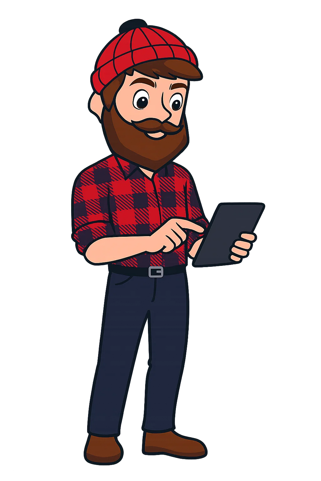 PumperJack Septic – Your Cayuga County Septic Experts PumperJack, the local Cayuga County septic pro, using a tablet to schedule reliable septic service for Auburn, Weedsport, Jordan, and Cato customers.