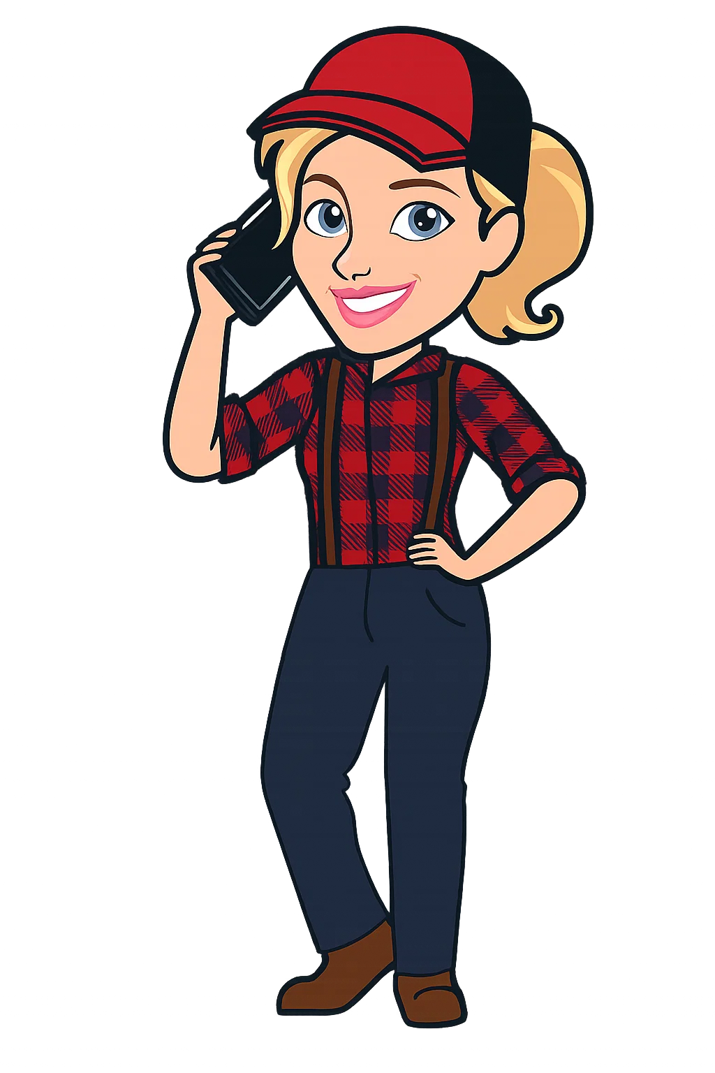 PumperJack Septic – Your Cayuga County Septic Team PumperJill, the friendly PumperJack Septic team member, smiling while taking a call to help Cayuga County customers with dependable septic service.